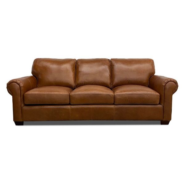 Basin Leather Sofa - Saddle | American Home Furniture Store and ...